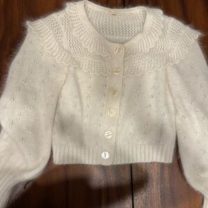 Loveshackfancy white cardigan Xs.